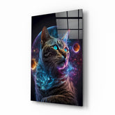 Moon Cat Glass Wall Art  || Designer Collection | Insigne Art Design.